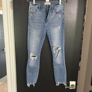 Abercrombie & Fitch Light Blue Distressed Ankle Jeans